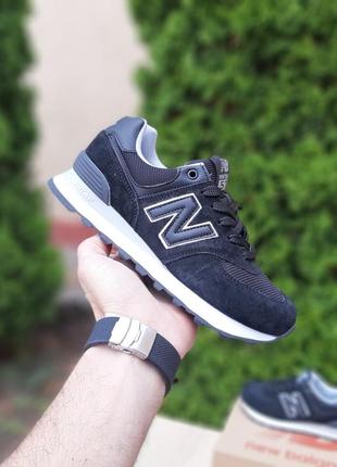 Женские летние замшевые кроссовки new balance 574 черные на белой кроссовке нюбеланс 574