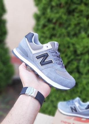 Жіночі літні замшеві кросівки new balance 574 сірі чорна n кросівки нюбеланс 574