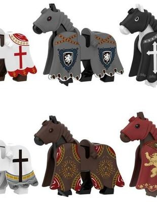 Конструктор фігурки коней середньовічних лицарських коней для міні фігурок лицарів