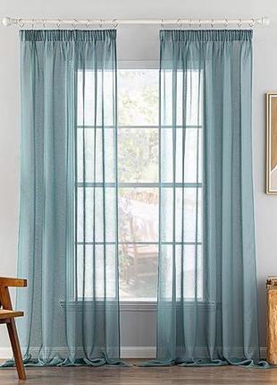 Комплект из 2 штор с люверсами miulee, прозрачные шторы-вуаль для гостиной, спальни, голубые, 140 x 245 см*2шт