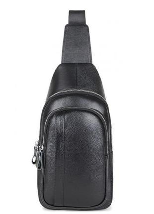 Нагрудная слинг сумка натуральная кожа черный арт.a25f-6601a r.b (китай)2 фото