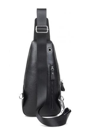 Нагрудная слинг сумка натуральная кожа черный арт.a25f-6601a r.b (китай)6 фото