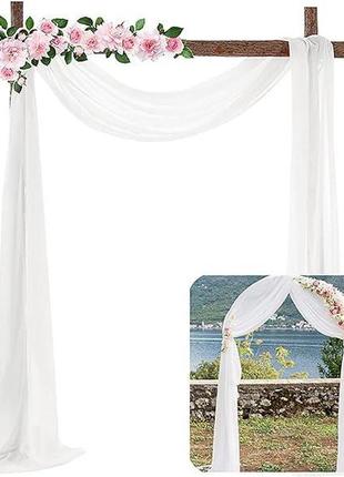 Тканина для завіс для весільної арки resoye 67*516, білий шифоновий шарф, драпірування для прикраси  фотозони уцінка