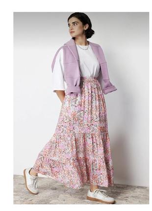 Женская юбка волан с цветочным принтом 🌸