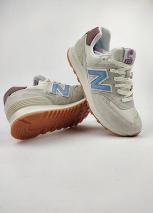 Кроссовки new balance 574 beige blue1 фото