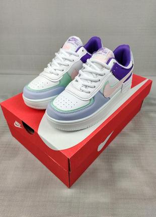 Кроссовки женские подростковые nike air force 1 shadow white&blue
