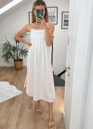 Білий  бавовняний сарафан zara