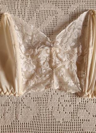 Винтажный корсет бюстье ретро кружевной корсаж на косточках кружево винтаж