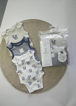 Боди на маловесовых, недоношенных мальчиков 42 см (1,5 кг) и 48 см (2,5 кг), комплект.