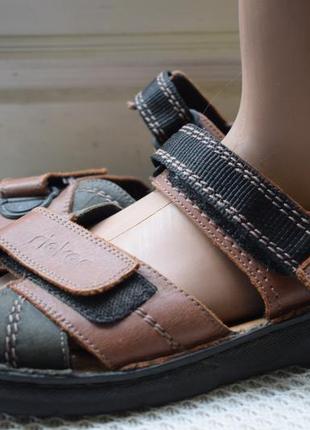 Кожаные босоножки сандали сандалии на липучках rieker antistress р. 43 28,5 см