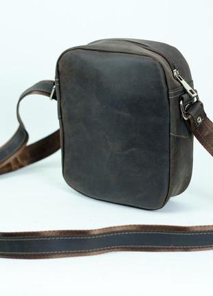 Кожаная мужская сумка джек, натуральная винтажная кожа цвет коричневый, оттенок шоколад