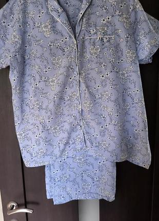 Хлопковая пижама домашний костюм цветочный принт ewm