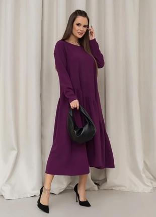 Фіолетова сукня з асиметричним воланом розмір xxl