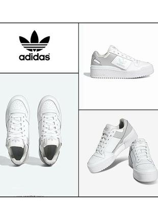 Стильні базові жіночі кросівки з екошкіри adidas originals forum bold shoes hq6848 оригінал сша білі сірі шкіряні кеди снікерси хайтопи весняні літні