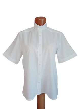 Хлопковая белая рубашка (воротник стойка)