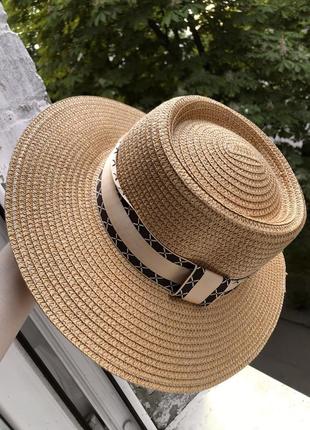 Шляпа панама панамка с широкими краями полями плетеная плетёная летняя пляжная однотонная в стиле ретро типа соломенная женская мужская унисекс