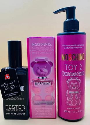 Набір moschino toy 2 bubble gum тестер 65 ml + парфумований лосьйон 200 ml