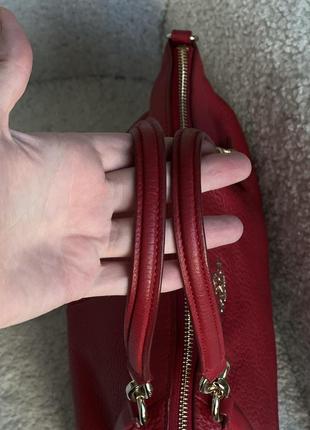 Сумка красная кожа coach kelsey satchel3 фото