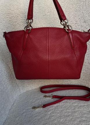 Сумка красная кожа coach kelsey satchel6 фото