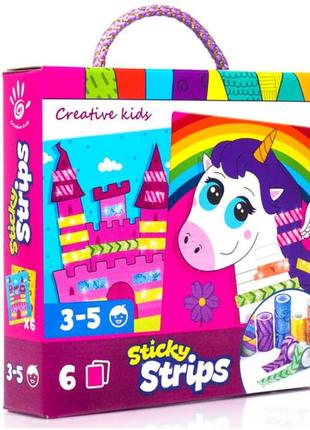 Набір для творчості з кольоровими стрічками "sticky strips: єдиноріг" vladi toys vt4433-03