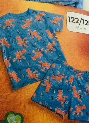 122-128 pepperts. нижняя летняя пижама, детский комплект. футболка и шорты. принт раки. полномерная