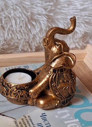 Декоративний свічник слон,  декор, подарунок на удачу