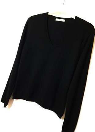 Marks & spencer брендовый джемпер чёрный вязаный тёплый тонкий отличного качества s-m женский