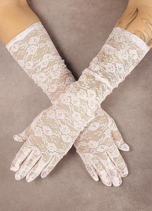 Жіночі карнавальні оперні рукавички сітка чорні легкі мереживні білі