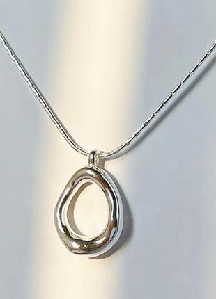 Тренд стильний посріблена сталь сріблястий жіночий ланцюжок намисто цепь кулон крапля