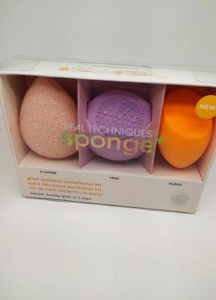 Набір спонжів для макіяжу sponge+, 3 шт. real techniques sponge set glow radiance complexion kit