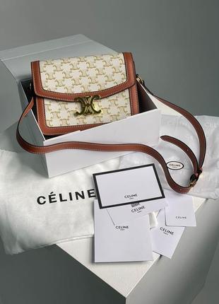 Сумка celine the triomphe bag canvas and calfskin white