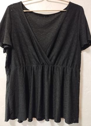 Черная ажурная блуза размер 3xl
