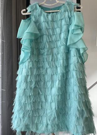 Нарядне плаття святкова сукня бірюзового кольору для дівчинки 8-10 років