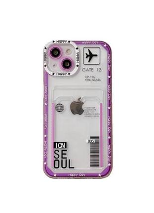 Прозорий силіконовий чохол на айфон 11 рожевий з карманом iphone silicone case
