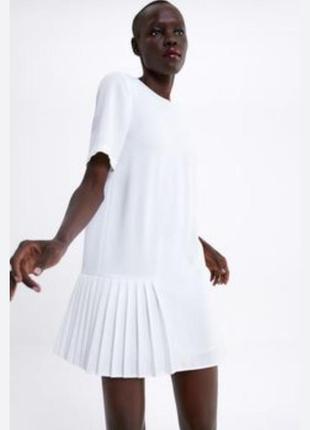 Белое платье платье-билое платье со складками от zara