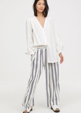 Брюки из льна свободного кроя h&amp;m