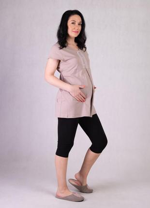 Туника для беременных женщин с кружевом бежевый 46-60р
