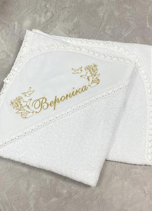 Крижма "амелія" біла 100×100 для дівчинки і хлопчика