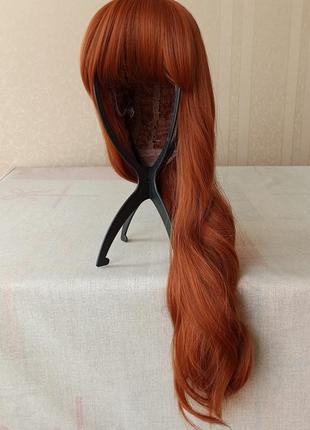 Рыжий длинный парик, новый, с чёлкой, термостойкий, парик