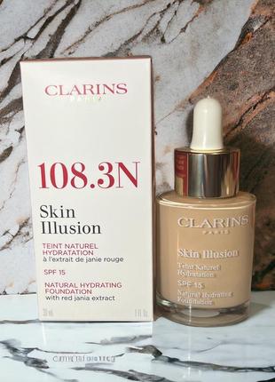 Clarins skin illusion natural hydrating foundation роз'яснюючий тональний крем spf 15 30ml новий