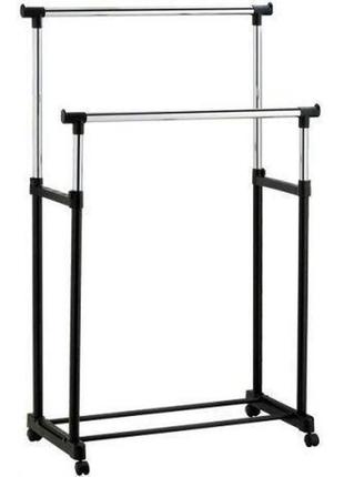 Підлогова, подвійна телескопічна вішалка-стійка для одягу double bar rack hight ajustable (30 кг).уцінка!!!