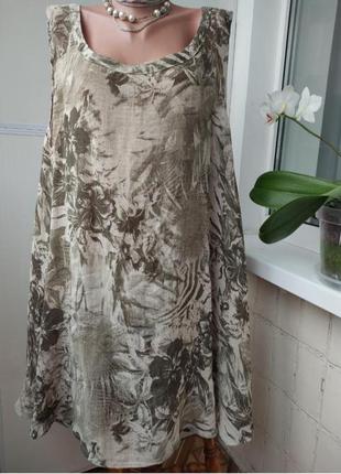 Туніка льон, 💯, бохо стиль, блузка великий розмір, сукня міні
