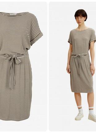 Сукня літня у смужку білого кольору хакі р.46-48-50 віскоза tom tailor