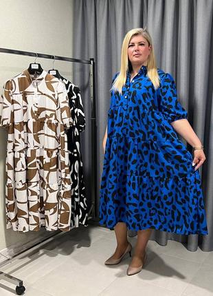 👗жіноча сукня, багатоярусна, трапецивідна, з комірцем стійкою