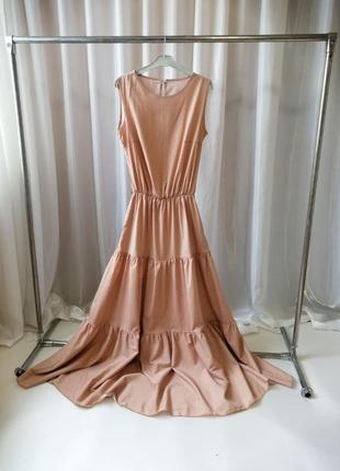 Гарна довга сукня в підлогу горох з боків кишені в наявності розміри 46 і 48 колір беж і розмір 50 к