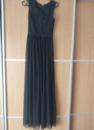 Чорна сукня з прозорою спідницею, розмір s