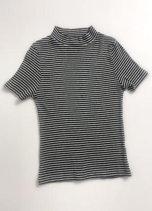 Базовая полосатая водолазка с коротким рукавом 🎹