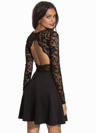 Красивое гипюровое чёрное платье с открытой спиной nelly one