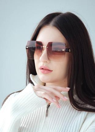 Солнцезащитные очки безоправные очки uv400 черные коричневые розовые