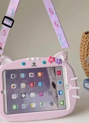 Чохол дитячий з підставкою та ремінцем котик apple ipad 8, 2020 (10.2 дюйми) pink